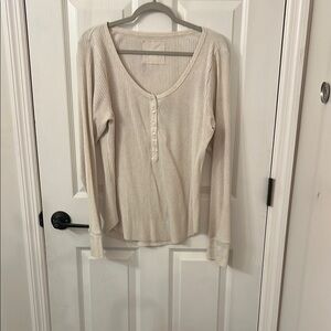 Aerie Cream Ribbed Top